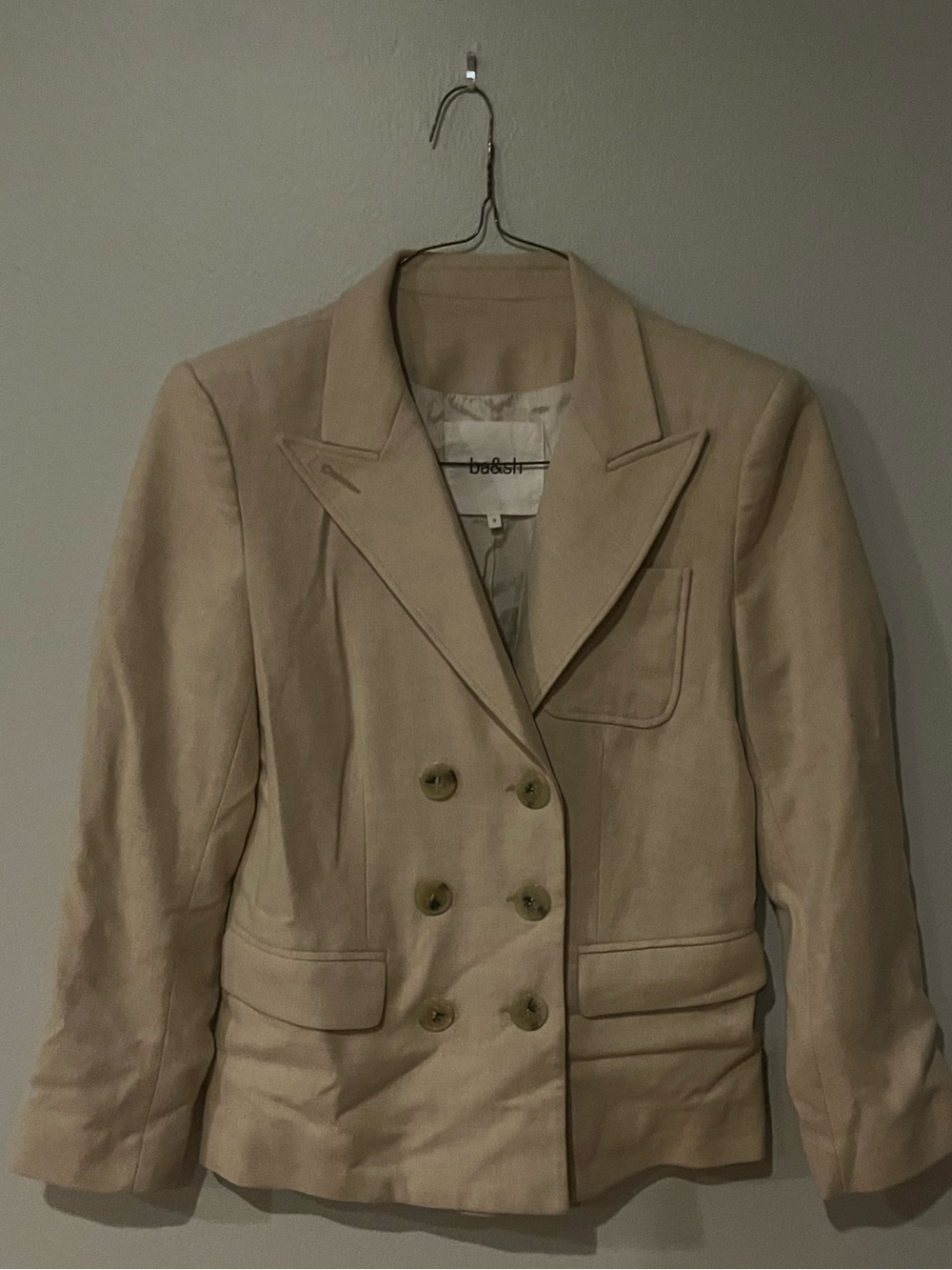 ba&sh Beige Double Breasted Tailored Blazer Jacket Size 0